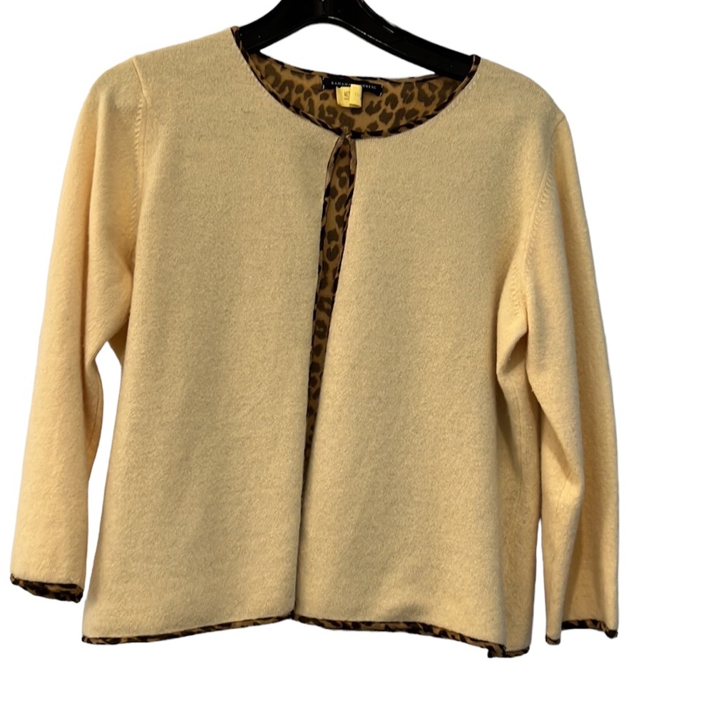 2xHP🎉NEW EUC Banana Republic wool/angora cardigan lined in leopard silk.